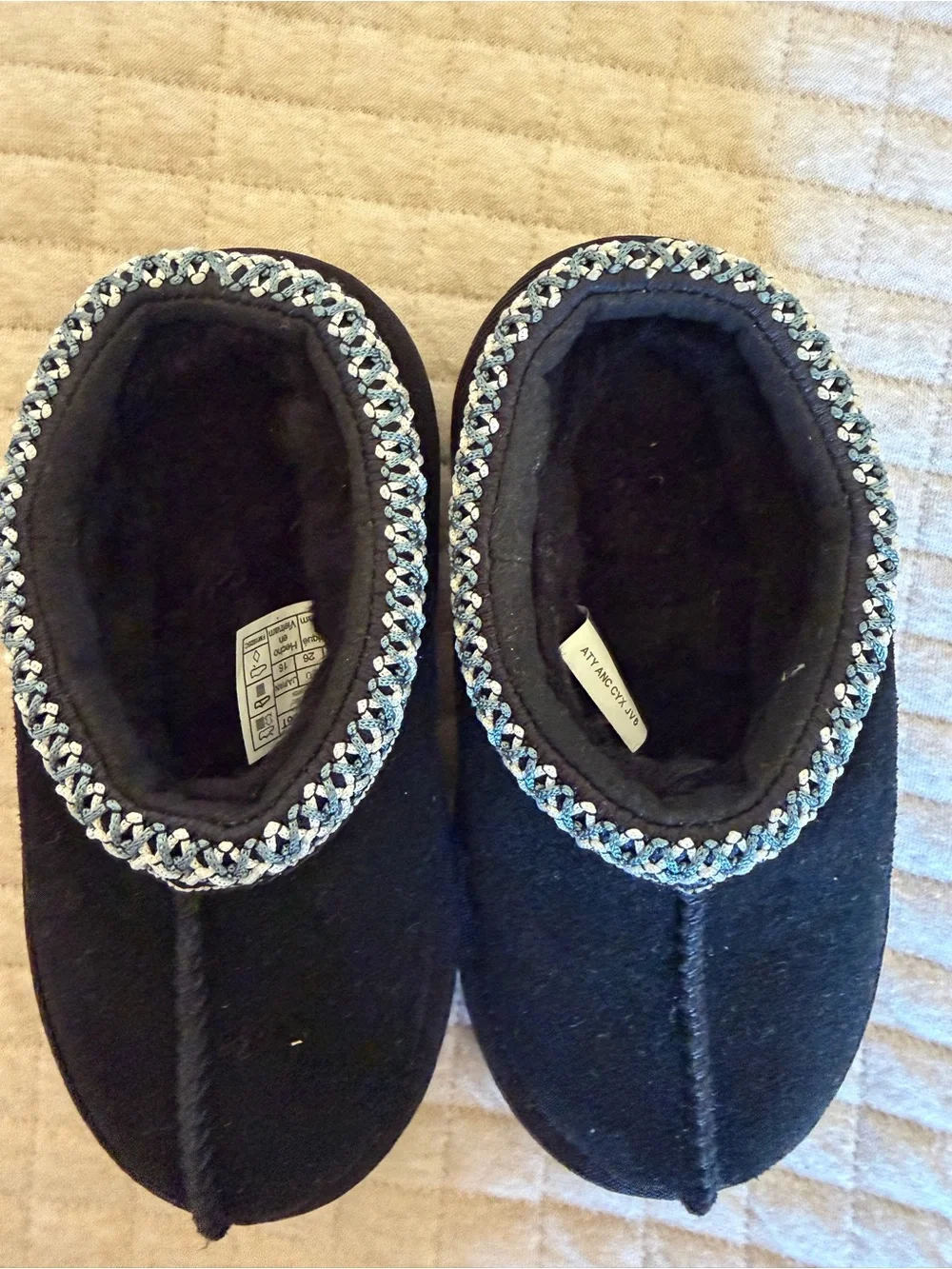 UGG Kids Black Slip-On Mule with Decorative Trim